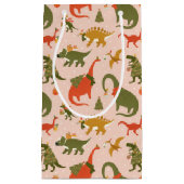 フェスティバル恐竜クリスマスツリーホリデーパターン スモールペーパーバッグ (正面)