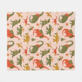 フェスティバル恐竜クリスマスツリーホリデーパターン フリースブランケット (正面(横))