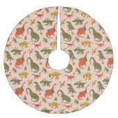 フェスティバル恐竜クリスマスツリーホリデーパターン ブラッシュドポリエステルツリースカート (正面)