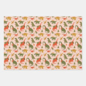 フェスティバル恐竜クリスマスツリーホリデーパターン ラッピングペーパーシート (正面)