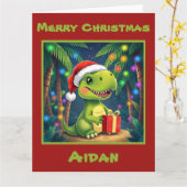 フェスティバル恐竜クリスマス カード (黄色い花)