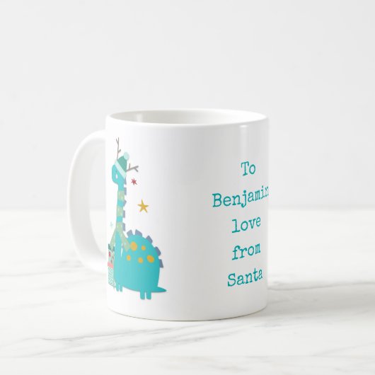 フェスティバル恐竜スターズチャイルドネームラブサンタ コーヒーマグカップ (正面左)