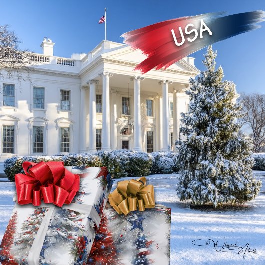 フェスティバル愛国的なクリスマスツリー ラッピングペーパー