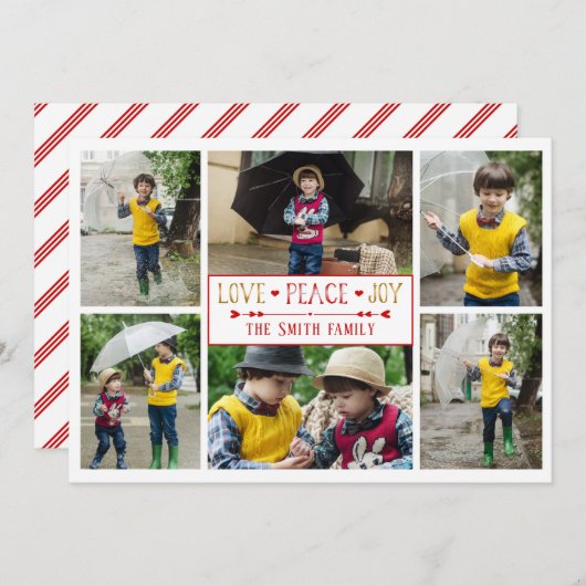 フェスティバル愛、平和、喜び | 6つのフォトコラージュ シーズンカード (正面/裏面)