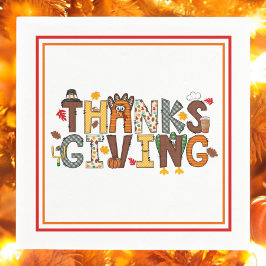 フェスティバル感謝祭の七面鳥のサッカー離れの スタンダードカクテルナプキン