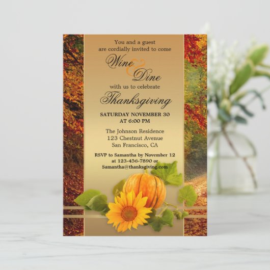 フェスティバル感謝祭または秋ディナーパーティー 招待状 (スタンド正面)