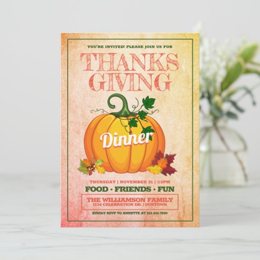フェスティバル感謝祭ディナーパーティの招待状 招待状 (スタンド正面)