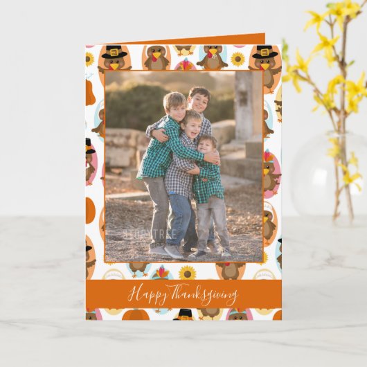 フェスティバル感謝祭ファミリーフォトカード カード (黄色い花)