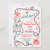 フェスティバル手描きツリーお洒落クリスマスパーティー 招待状 (正面)