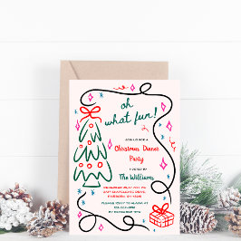 フェスティバル手描きツリーお洒落クリスマスパーティー 招待状