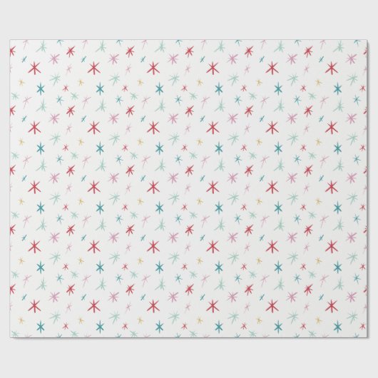 フェスティバル手描き星輝きモダンカラフル ラッピングペーパー (フラット)