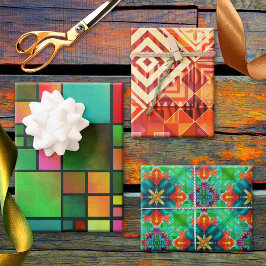 フェスティバル抽象芸術アートパターンクリスマス ラッピングペーパーシート