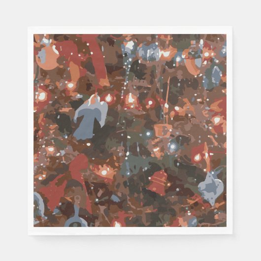 フェスティバル抽象芸術クローズアップクリスマスツリーライト スタンダードランチョンナプキン (正面)