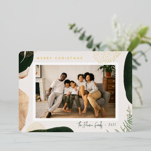 フェスティバル抽象芸術写真 箔シーズンカード (立ち正面)