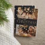 フェスティバル挨拶 |クリスメリーマス2の写真 箔シーズンカード<br><div class="desc">私たちのフェスティバルとエレガントホリデーカードデザインはあなたの家族の写真の2つを表示する完璧なお気に入りの方法である。デザインはメリー金ゴールドフォイルタイポグラフィと手で書いた文字で輝く、「クリスマス」を特徴とし、あなたの家族の名前を付ける。白い冬のスノーフレークのパターンに逆のカード。</div>