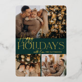 フェスティバル挨拶 |ハッピーホリデー3写真 箔シーズンカード (正面)