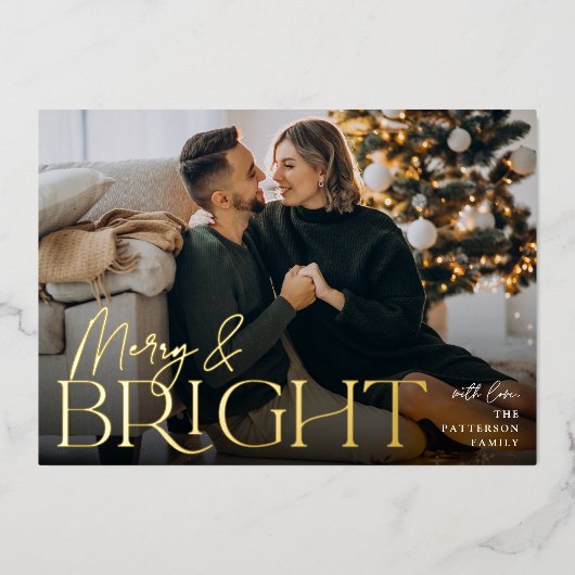 フェスティバル挨拶 |明るいメリー横向き写真 箔シーズンカード (正面)