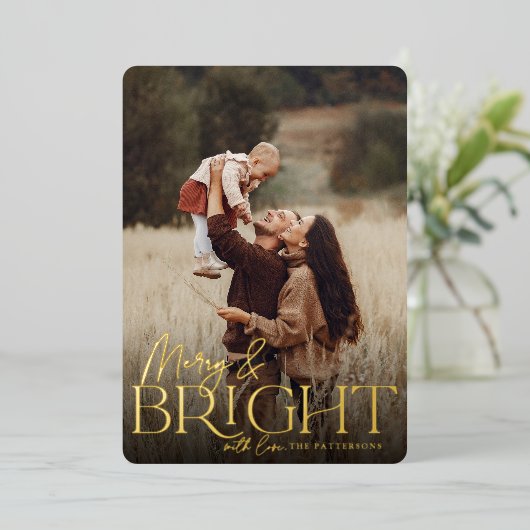 フェスティバル挨拶 |明メリーるい縦写真 箔シーズンカード (立ち正面)