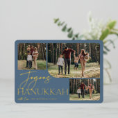 フェスティバル挨拶 | Joyous Hanukkah 3フォトコラージュ 箔シーズンカード (立ち正面)