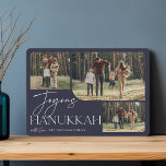 フェスティバル挨拶 | Joyous Hanukkah 3写真 シーズンカード<br><div class="desc">私たちのフェスティバルとエレガントハヌカーのカードデザインはあなたの家族の写真の3つを表示する完璧なお気に入りの方法である。横向きまたは横向きのデザインは、白いタイポグラフィと手書きの文字で「Joyous Hanukkah」を特徴とし、その下にミッドナイトブルーの背景に家族の名前を付ける。</div>