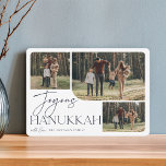 フェスティバル挨拶 | Joyous Hanukkah 3写真 シーズンカード<br><div class="desc">私たちのフェスティバルとエレガントハヌカーのカードデザインはあなたの家族の写真の3つを表示する完璧なお気に入りの方法である。横向きまたは横向きのデザインは、ミッドナイトブルーのタイポグラフィと手書き文字のスクリプトに「Joyous Hanukkah」を搭載し、白い背景の下に家族の名前を付けている。</div>