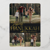 フェスティバル挨拶 | Joyous Hanukkah 3写真 箔シーズンカード (正面)