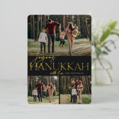 フェスティバル挨拶 | Joyous Hanukkah 3写真 箔シーズンカード (立ち正面)