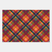 フェスティバル数々のカラーレトロ格子状誕生日クリスマス ラッピングペーパーシート (正面3)