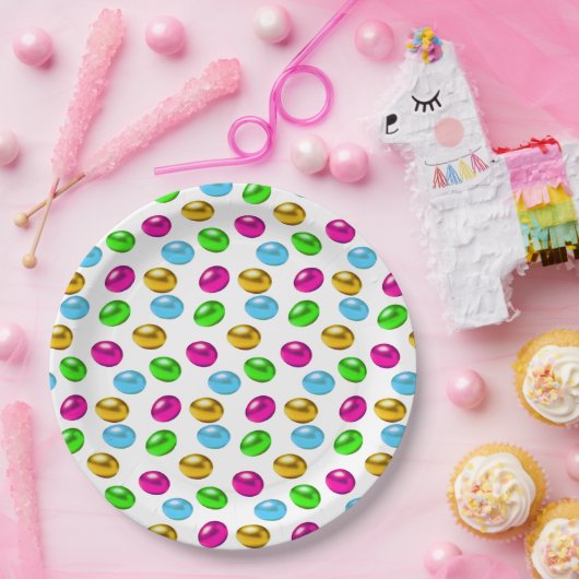 フェスティバル数々の色のイースターの卵を白に ペーパープレート (パーティー)
