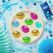 フェスティバル数々の色のイースターエッグがライトベージュ ペーパープレート (パーティー)