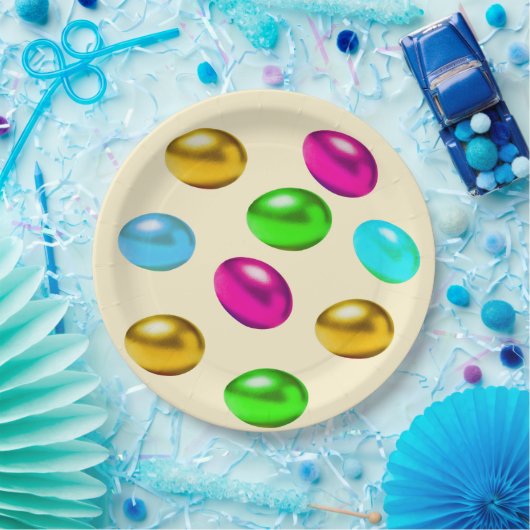 フェスティバル数々の色のイースターエッグがライトベージュ ペーパープレート (パーティー)