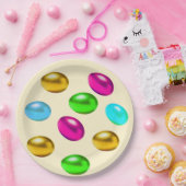 フェスティバル数々の色のイースターエッグがライトベージュ ペーパープレート (パーティー)