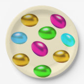 フェスティバル数々の色のイースターエッグがライトベージュ ペーパープレート (正面)