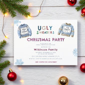フェスティバル数々の色のクリスマス醜いセーターパーティー 招待状