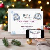 フェスティバル数々の色のクリスマス醜いセーターパーティー 招待状
