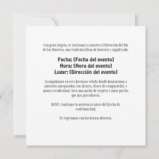 フェスティバル文化の死の日 招待状 (裏面)