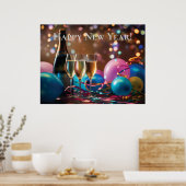 フェスティバル新年お祝い – カスタマイズ可能な文字 ポスター (キッチン)