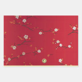 フェスティバル新年の天皇赤さくらんぼの花 ラッピングペーパーシート (正面)
