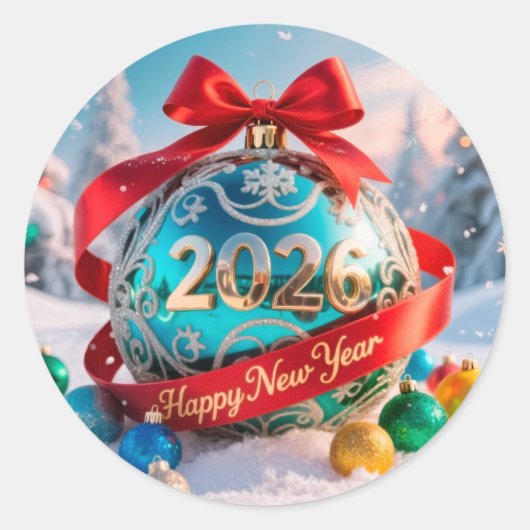 フェスティバル新年2026休日 ラウンドシール (正面)
