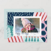 フェスティバル明るいカラフルフォトホリデー葉書 シーズンポストカード (正面/裏面)