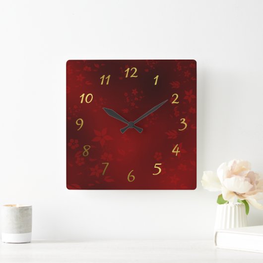 フェスティバル時計の上の繊細なアジアの小さな花 スクエア壁時計 (ホーム)