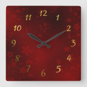 フェスティバル時計の上の繊細なアジアの小さな花 スクエア壁時計 (正面)