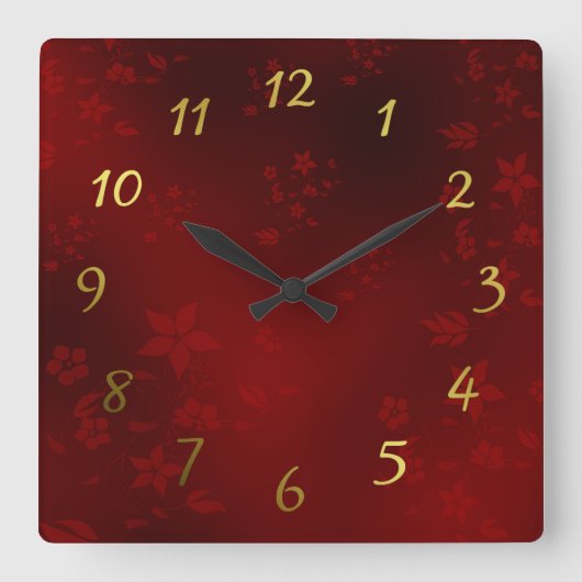 フェスティバル時計の上の繊細なアジアの小さな花 スクエア壁時計 (正面)
