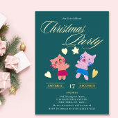 フェスティバル書道猫グリーンクリスマスパーティー 箔招待状
