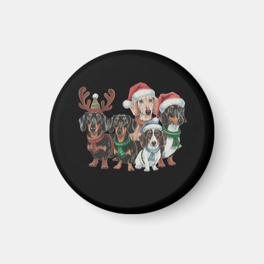 フェスティバル服を着た4匹のダシュント犬 マグネット (正面)