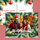 フェスティバル松の枝とボール写真クリスマス シーズンポストカード