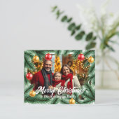 フェスティバル松の枝とボール写真クリスマス シーズンポストカード (スタンド正面)