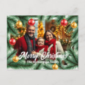 フェスティバル松の枝とボール写真クリスマス シーズンポストカード (正面)