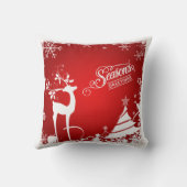 フェスティバル枕 |赤と白、季節の挨拶 クッション (裏面)