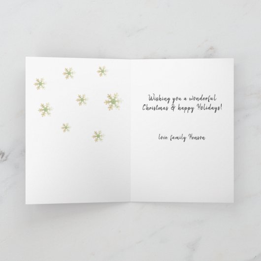 フェスティバル柔らかい雪片メリークリスマススクリプト シーズンカード (内部)
